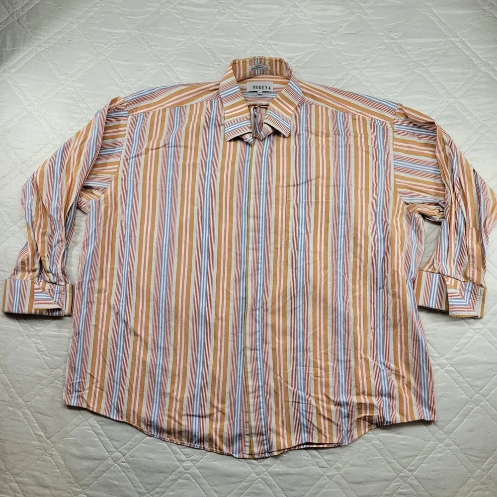 Modena striped long sleeve dress shirt size 3XB pit to pit 32